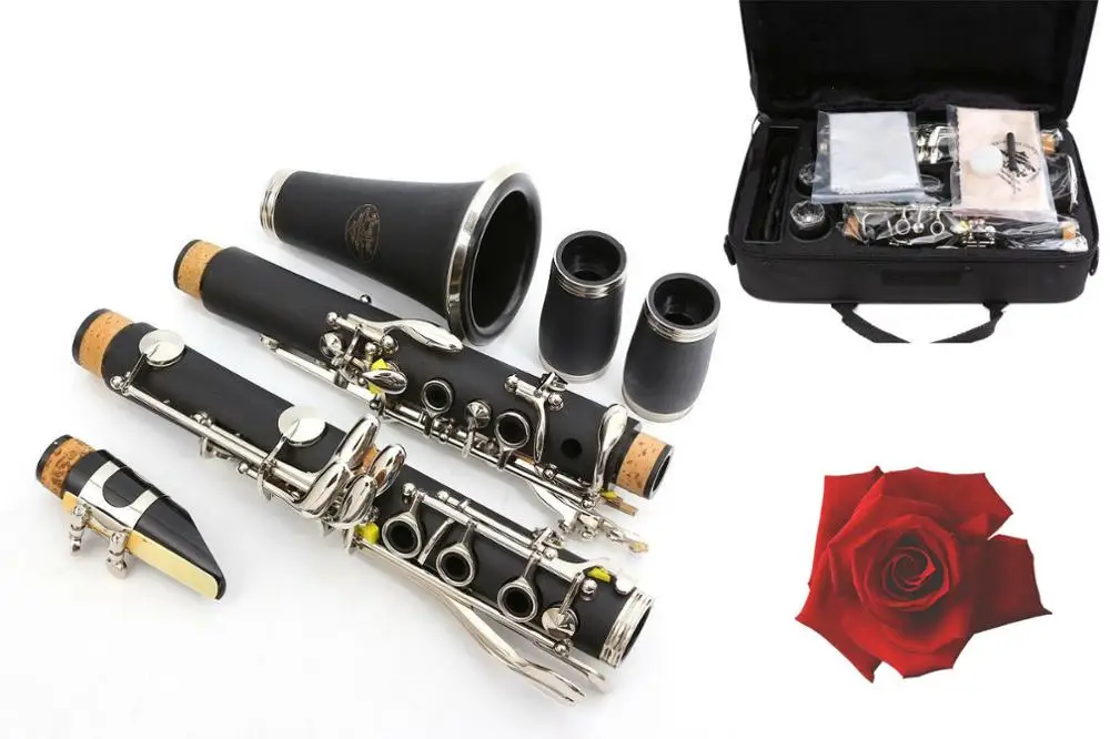 

Professional New Clarinet Ebonite Body Nickel Plated Bb Key 17 key +Two Barrels
