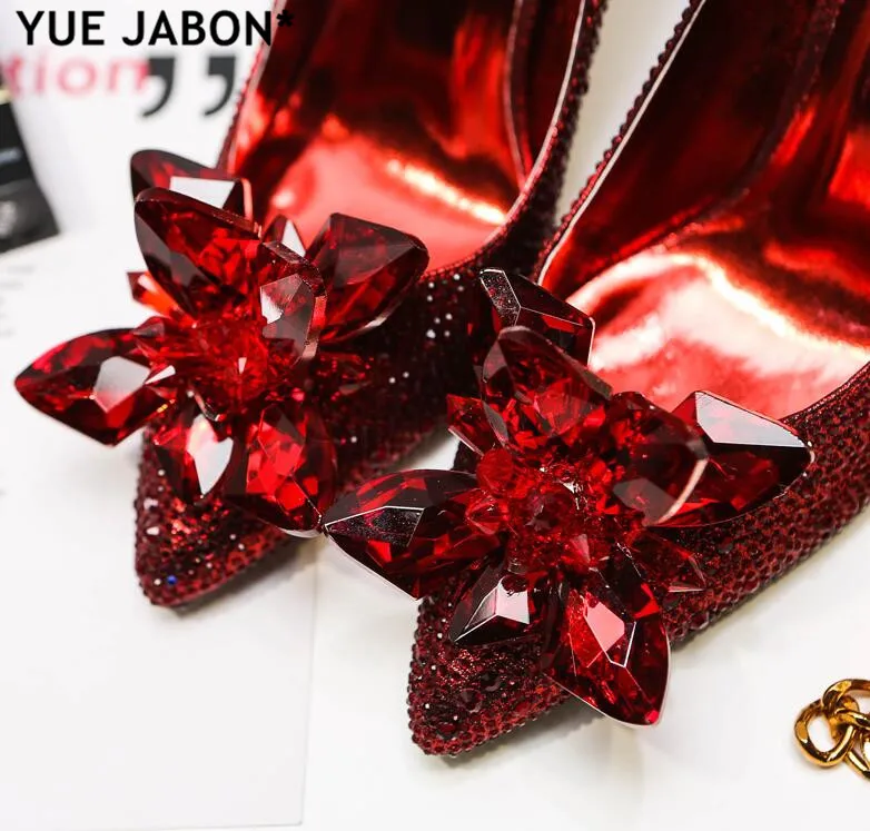 2019 New Rhinestone High Heels Cinderella Shoes Women Pumps Pointed toe Woman Crystal Party Wedding Shoes 5cm/7cm/9cm heels