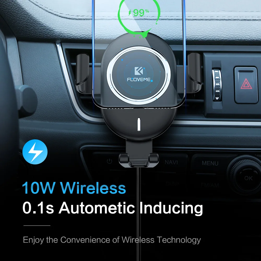 FLOVEME Qi автомобильное беспроводное зарядное устройство для iPhone 11 X XR 8 10 Вт Быстрая зарядка для samsung 10 Note 10 Автомобильный держатель для телефона Беспроводное зарядное устройство s