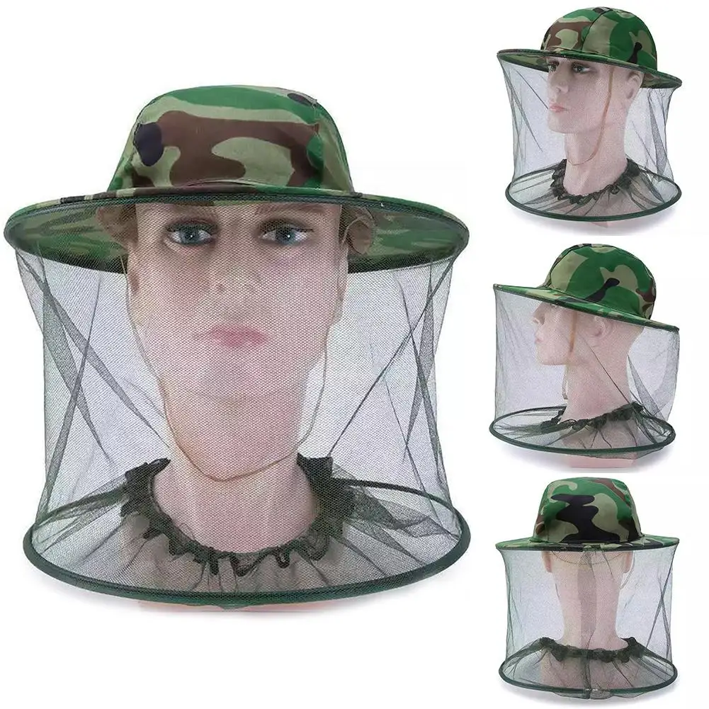 

Unisex Camo Mosquito Bee Proof Net Mesh Head Face Protector Fishing Hunting Hat