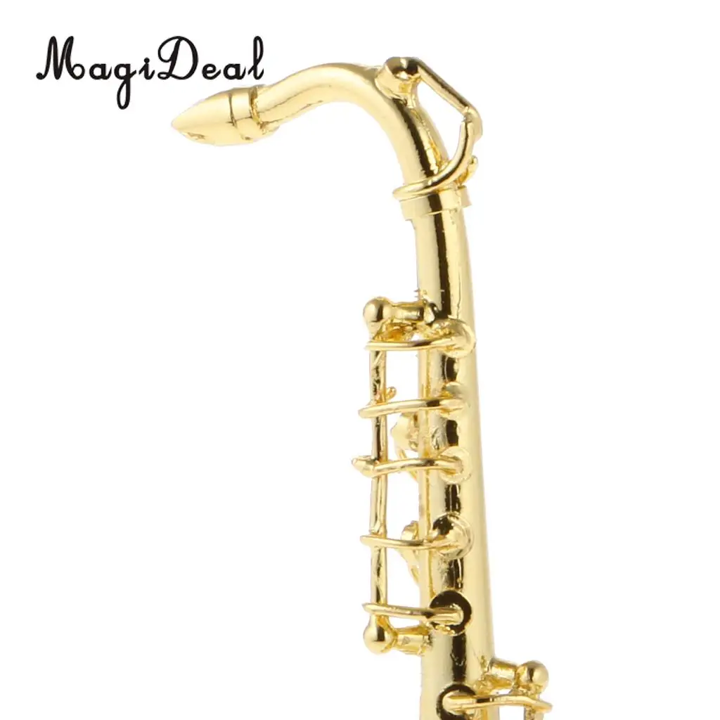 MagiDeal 1Pc Alloy Golden Miniature Saxophone for 1/12 Scale Dollhouse Bedroom Living Room Acce House Decor Child Kids Cute Toy