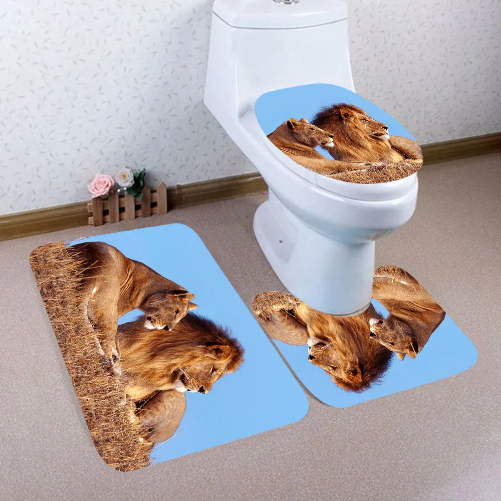 

3Pcs/Set Bath Toilet Mat Sets Bathroom Mat Non-Slip Pedestal Rug + Lid Toilet Cover + toilet mat set Home Decor Bathroom Product