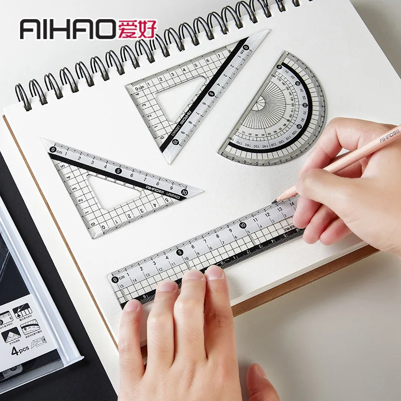 TUNACOCO Math Set Drawing Set Rules Engineer Plastic Ruler Protractor