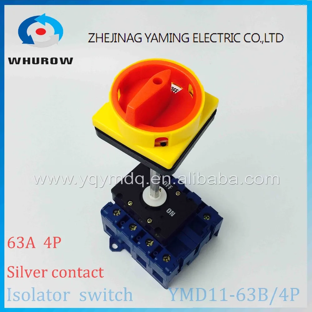 

Isolator switch YMD11-63B 4P 690V with padlock aluminum pole 63A Load break power cut off operation outside electrical cabinet