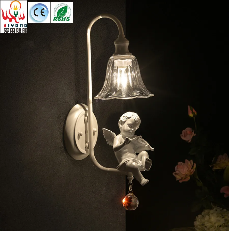 

Minimalist bedroom bedside saving single head wall lamp American creative personality retro angel balcony hallway wall lighting