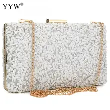 Белый вечерний клатч с блестками женская мода высокого качества элегантные сумки через плечо с цепочкой женские вечерние свадебные Бриллиантовая сумочка