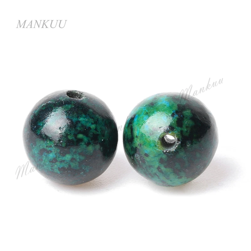 

Mankuu Round Shape Chrysocolla Loose Beads 10mm Natural Stone Beads For Jewelry Making 20pcs/Lot DIY Necklace Bracelet Findings
