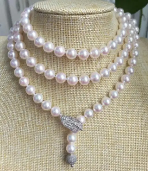 Ожерелье с натуральным белым жемчугом 68 дюймов 9-10 мм | Украшения и аксессуары