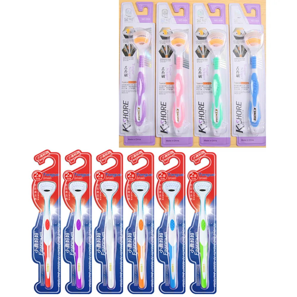 

Random Color 18x3cm Dual Side Dental Care Cleaner Brush Scraper Oral Tongue Clean Breath Health Tool For Adults