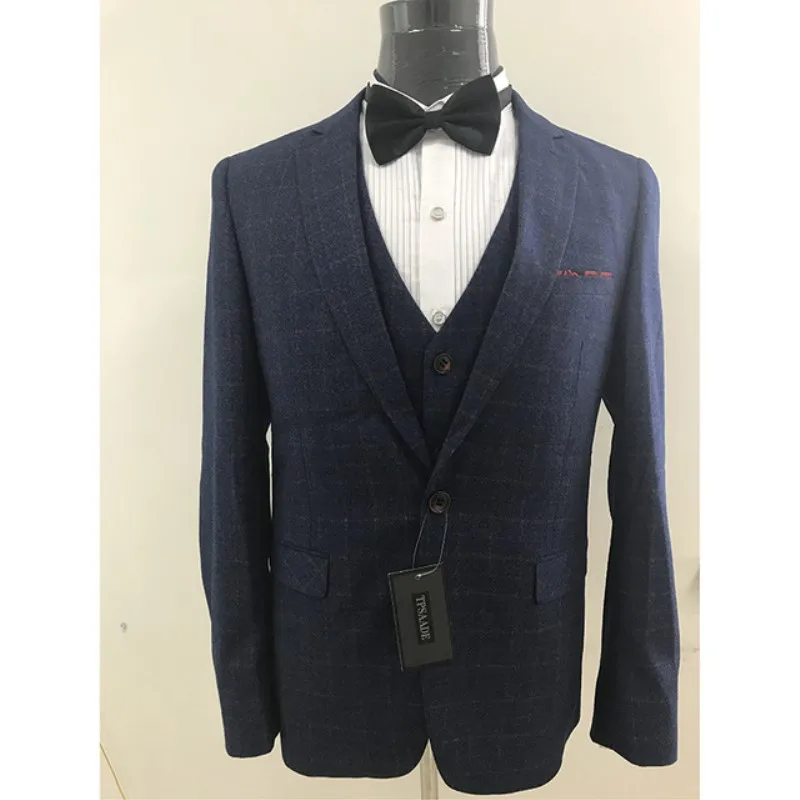 Marine-Bleu-Plaid-Mens-Costumes-3-Piecse-Veste-Pantalon-Gilet-Cravate-Slim-Fit-Simple-l-gant.jpg_640x640_