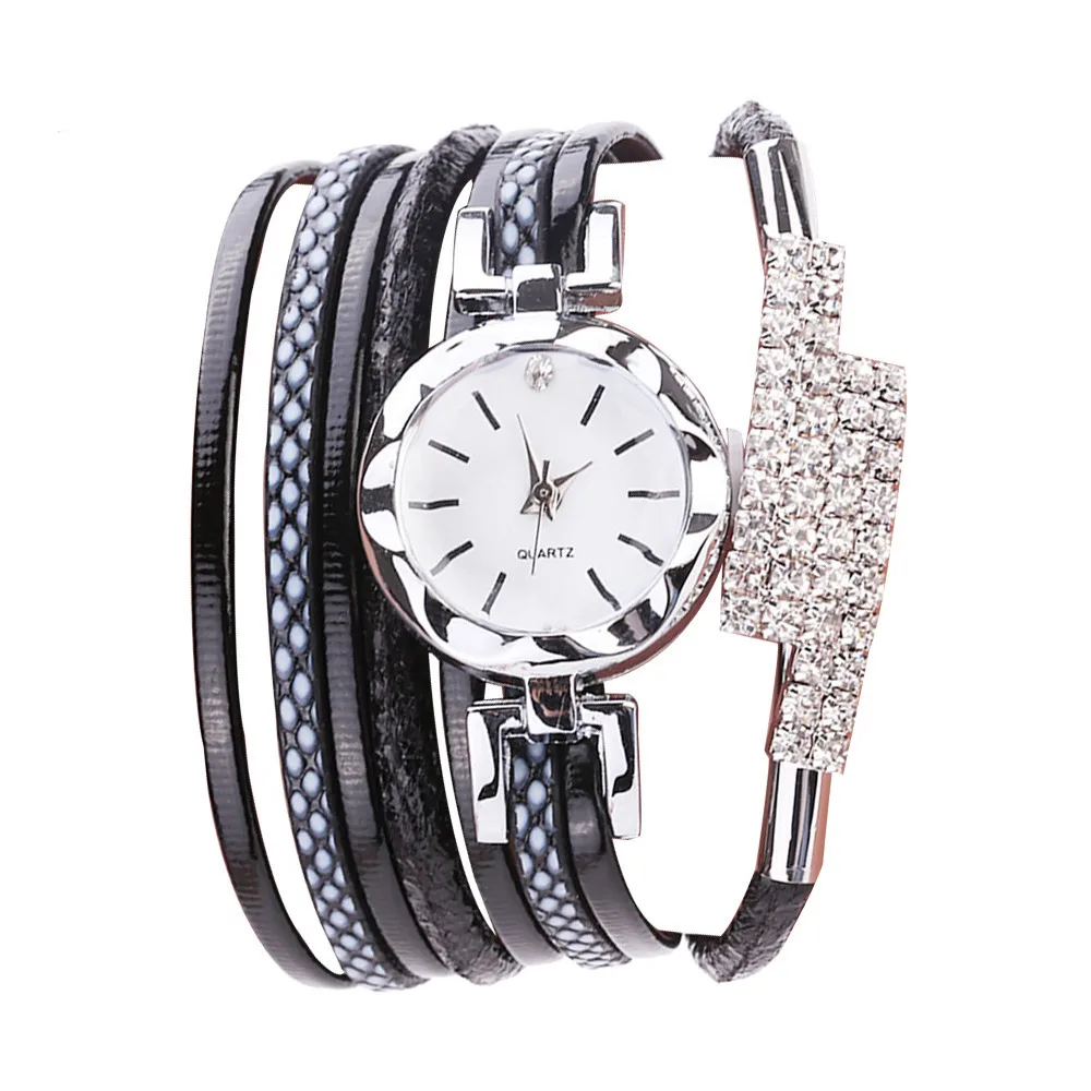 CCQ женские часы повседневные аналоговые кварцевые часы с подвеской и стразами женские модные часы женские часы - Цвет: BK
