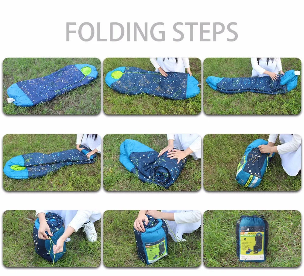  AceCamp Portable Folding Kids Sleeping Bag Mummy Style Temperature 30F /-1C Starry Sky Seal Luminous Warm Sleeping Bag
