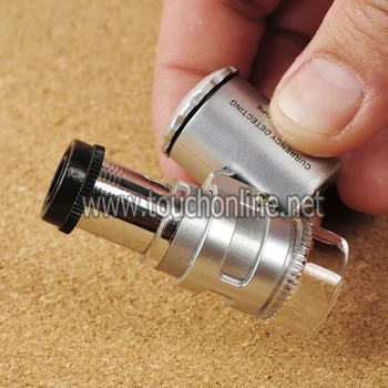 

pocektc microscope 60X with led magnifiers UV lamp type of mini loupe