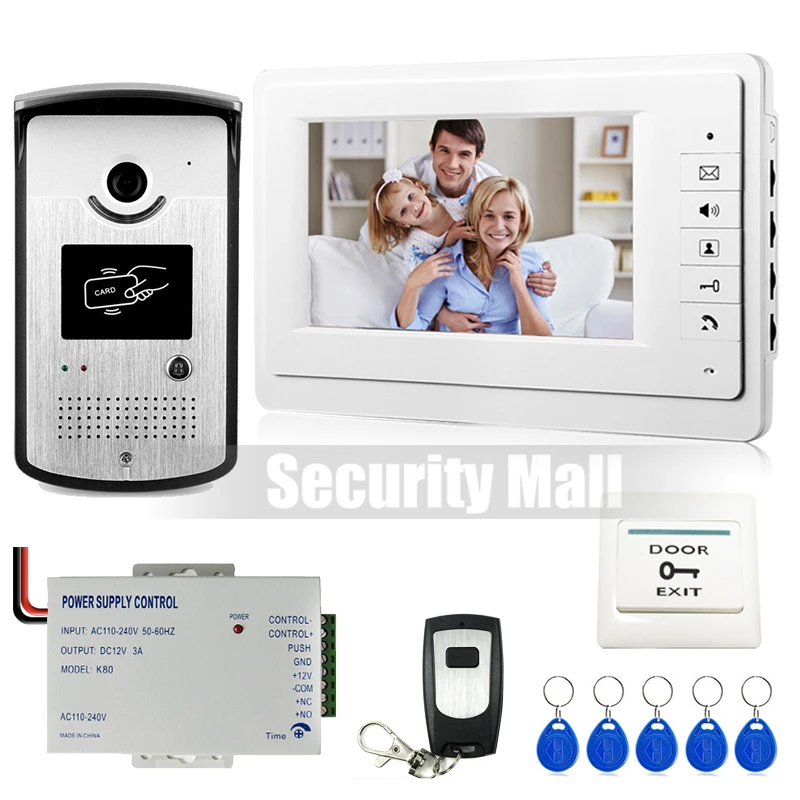 

Xinsilu   - New 7 inch Video Intercom Door Phone System 1 Monitor + 1 RFID Access Doorbell Camera + Remote Control In Stock
