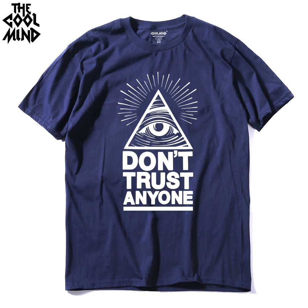 

THE COOLMIND Top quality Tees Men Runk Retro Cotton Crewneck T shirt don't trust anyone T Shirts casual cool Men's T-shirt