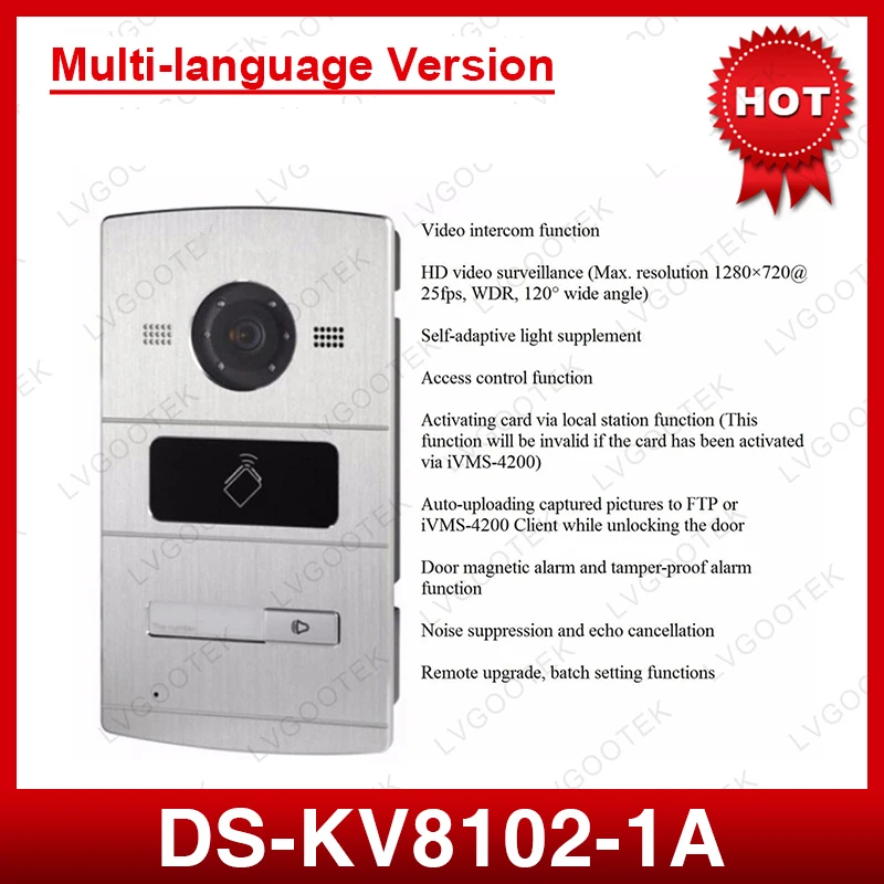 Hik оригинальный Управление доступом машины DS-KV8102-1A металла Видео станции двери