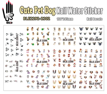 

11 Sheets/Lot Hot Nail BLE2292-2302 Cute Pet Dog Nail Art Water Transfer Sticker Decals For Nail(11 DESIGNS IN 1)
