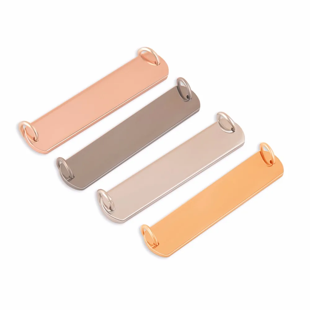 

10 pcs Wholesale 4 Colors Copper Customized Name Blank Dog Tags Pendant Engraved Name Necklace Jewelry Findings 35mm*7mm