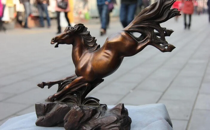 

Collectible bronze S2734 13 Chinese Folk Red Copper Bronze Feng Shui Lucky Fly Running Horse Steed Statue B0403