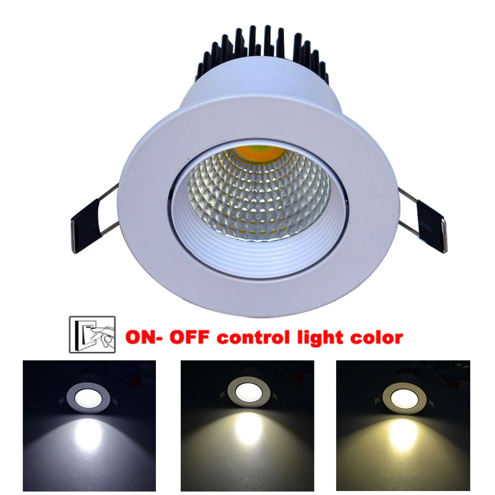 

Jiawen LED three color light downlight 5w 7w 9w embedded spotlight ceiling light