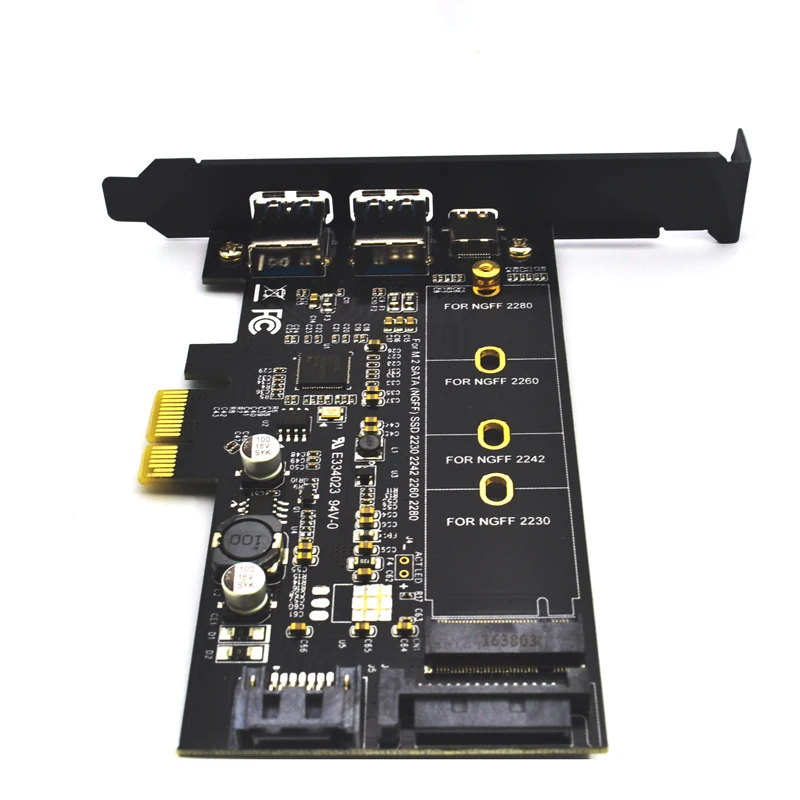 Двойной USB 3 0 1 порт Type c M.2 PCIe адаптер M2 SSD SATA B Ключ к PCI E 2280 контроллерная карта