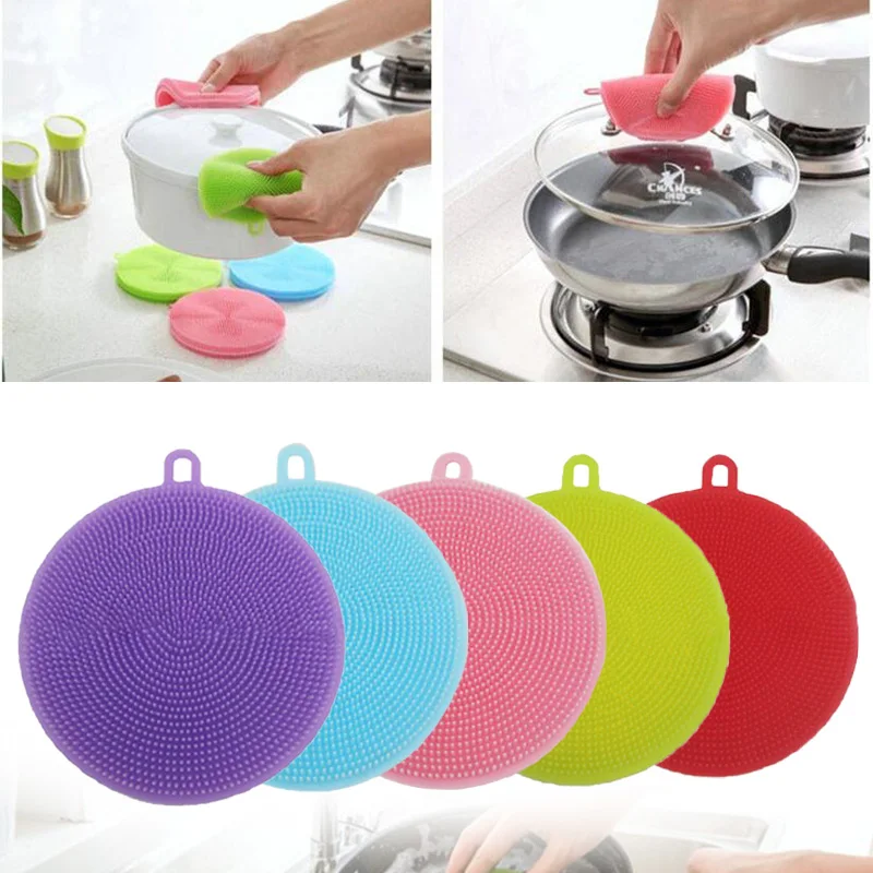 Food Grade Silicone Sponge Dishwashing Brush Scrubber Dish Antibacterial Smart Drop shippingin