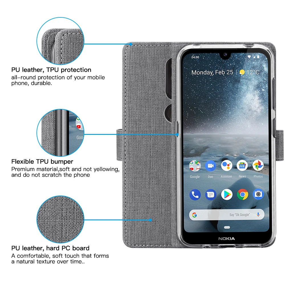 Винтажный кожаный флип-чехол для Nokia 4,2 кошелек с кармашком для карт магнитный штатив Обложка для книги для Nokia 4,2