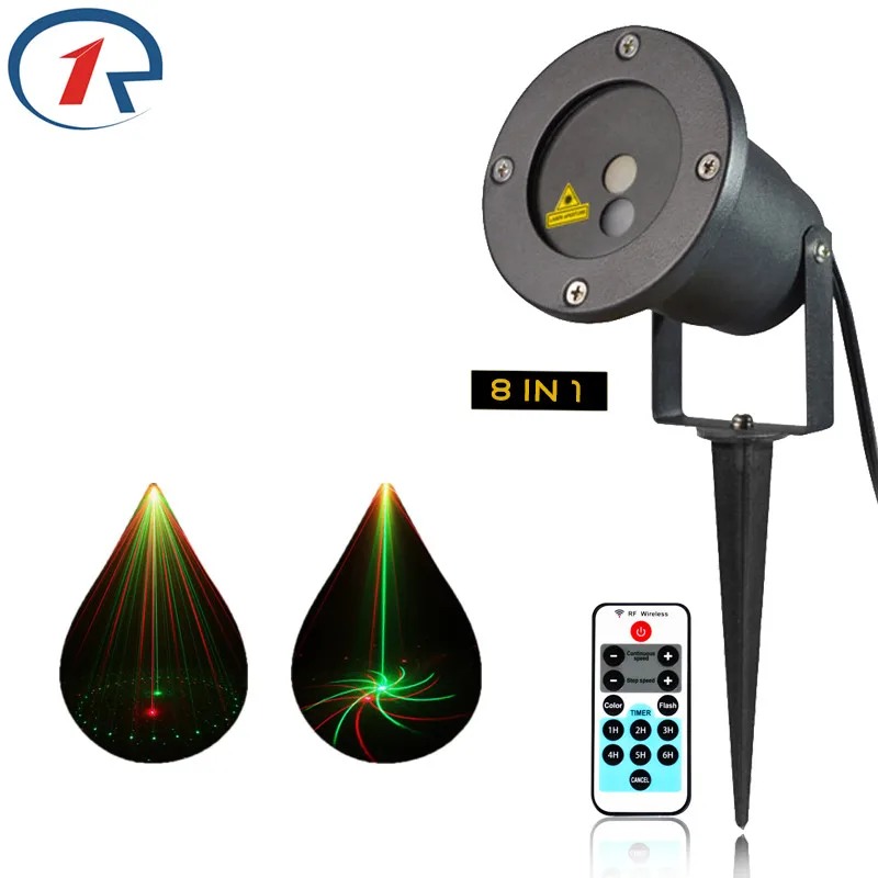 

ZjRight Xmas laser light IR Remote Red Green Dynamic 8pattern effect Outdoor Waterproof IP65 Projector decor lights bar dj light