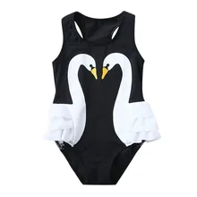 Одежда для купания для девочек для маленьких девочек Милая модная одежда для малышей Дети девушка оборками лебединые Купальники Купальник пляжный комбинезон одежда D300314
