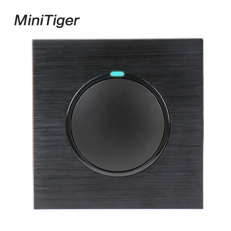 

Minitiger Luxury 1 Gang 1 Way Random Click On / Off Wall Light Switch With LED Indicator Black Aluminum Metal Panel