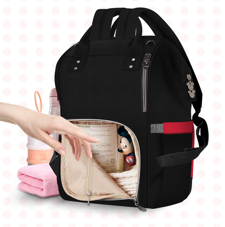 Disney Mommy Bag Star Wave Point Водонепроницаемый Многофункциональный рюкзак для мамы и ребенка черный серый подгузники оптом рюкзак для подгузников