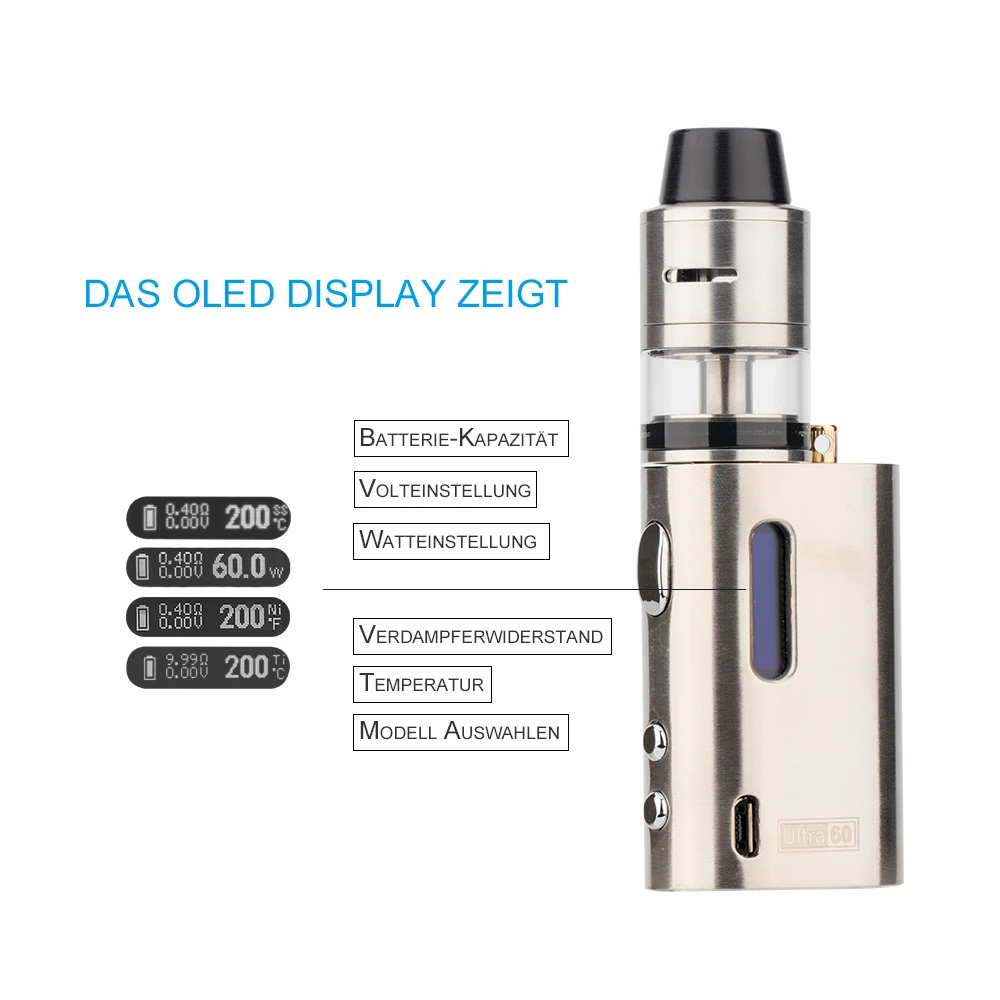 Оригинальный JomoTech ультра 60 Вт TC поле Mod электронная сигарета 1600 мАч Vape Kit tte VS Nano Jomo
