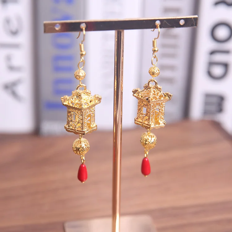 Earrings (ear clips) Ретро Hanfu шпилька костюм Пинцет заколка для прически Xiuhe древний ветер аксессуары для волос Вставить Гребень леди Cos золото аксессуары - Цвет: Earrings (ear clips)