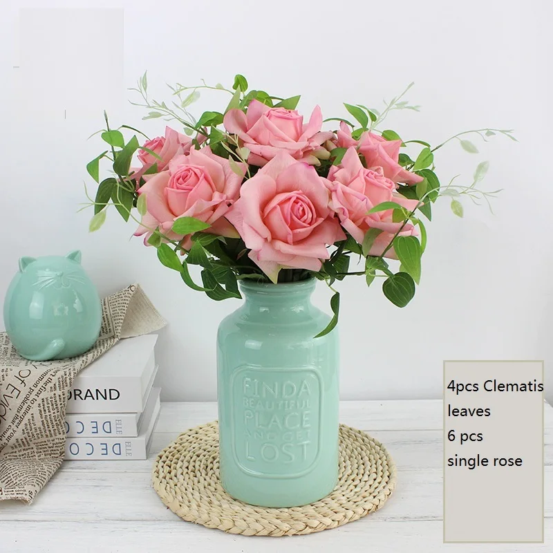 3pcs 12 cm Artificial Large Rose Flowers Fake Real Touch Rose Flowers