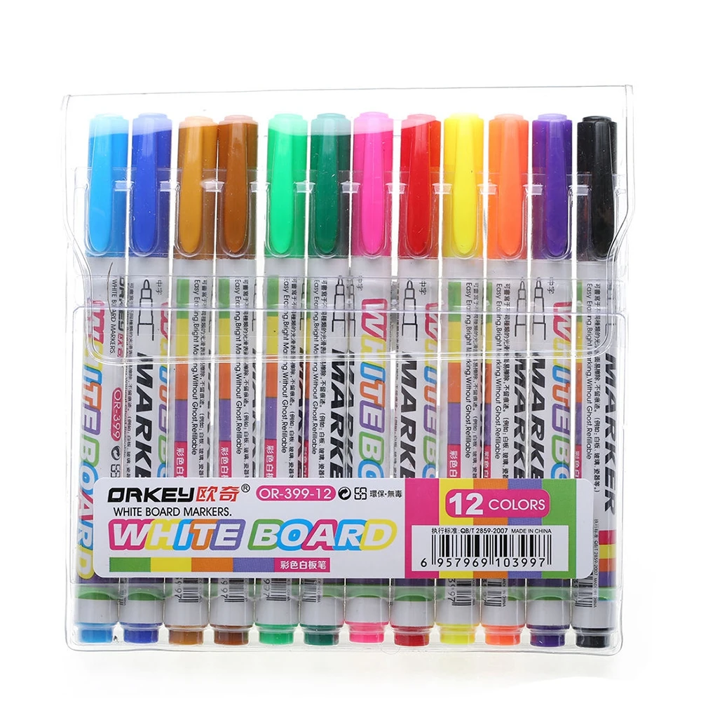 Hot 12 Colors Whiteboard Markers White Board Dry Erase Marker Pens Set