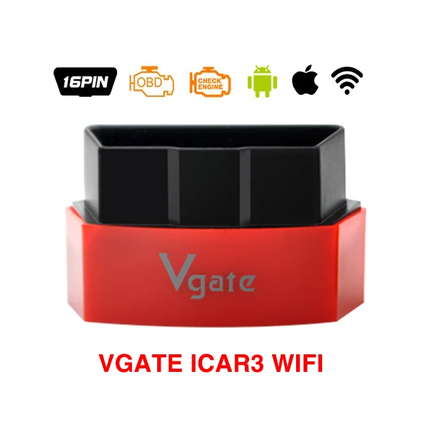 Vgate iCar3 Wifi OBDII автоматический считыватель кодов ELM327 Vgate Pro iCar 2 OBD2 диагностический инструмент Поддержка 12 В дизельный автомобиль для Android/IOS - Цвет: icar3 wifi red