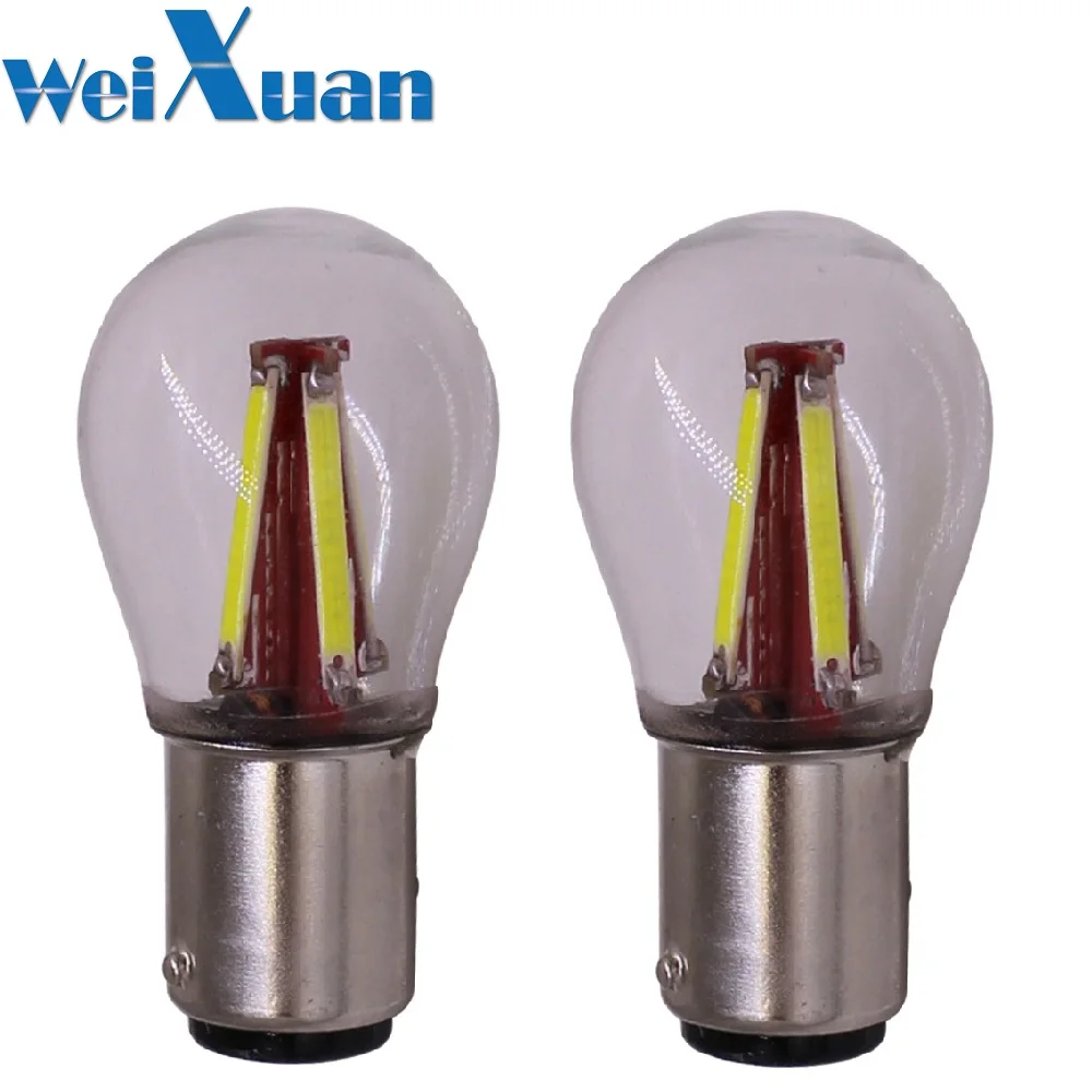 

2PCS BAY15D 1157 Car LED Light Bulb 4W 12V DC 4 Filaments COB Auto Vehicle Lamp Tail Lights Turn Signal Light Backup Light