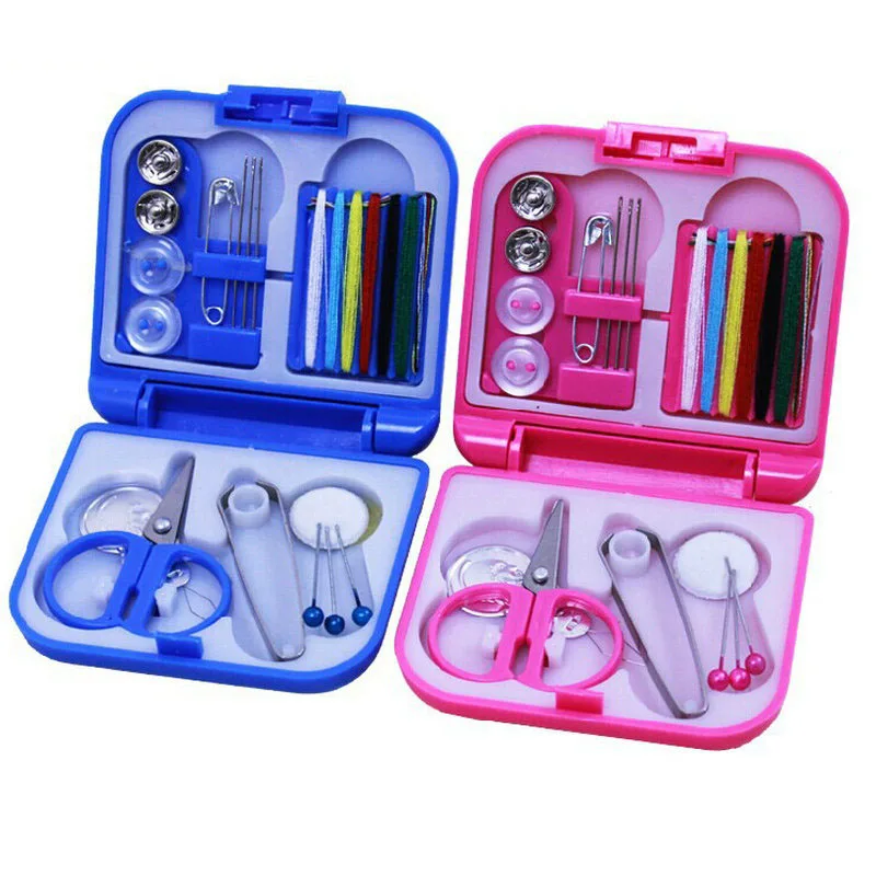 Small Portable Sewing Thread Needle Pin Scissor Thimble Mini Plastic