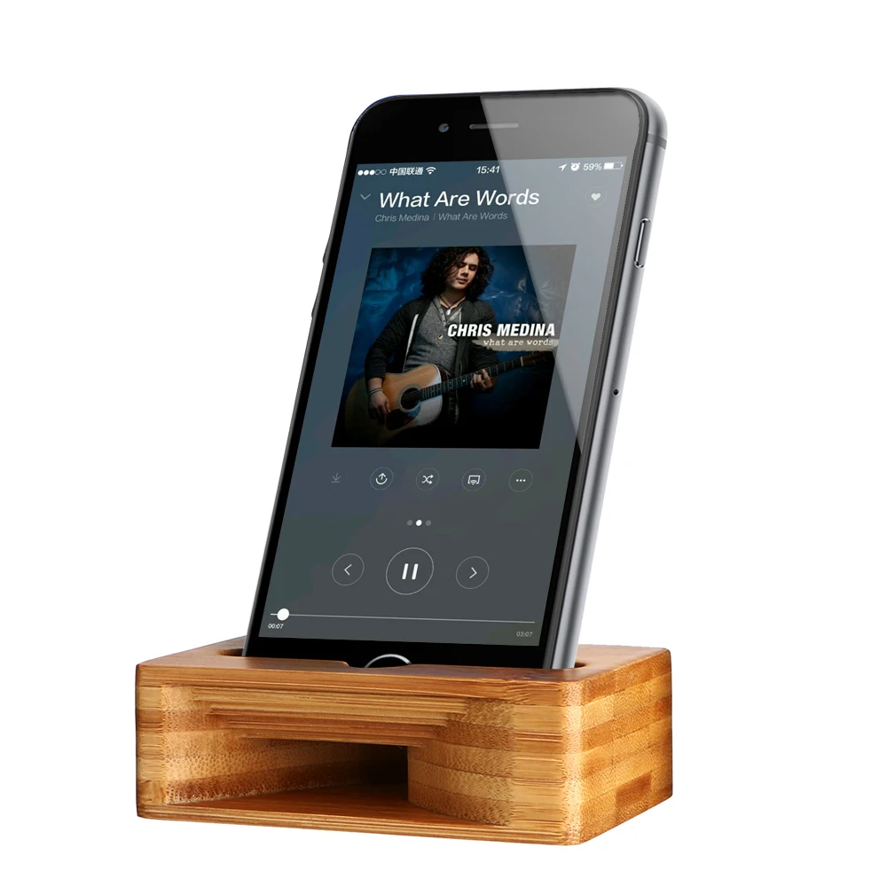 Leory Bamboo Wood Desktop Dock Stand Holder Sound Amplifier F 5 5