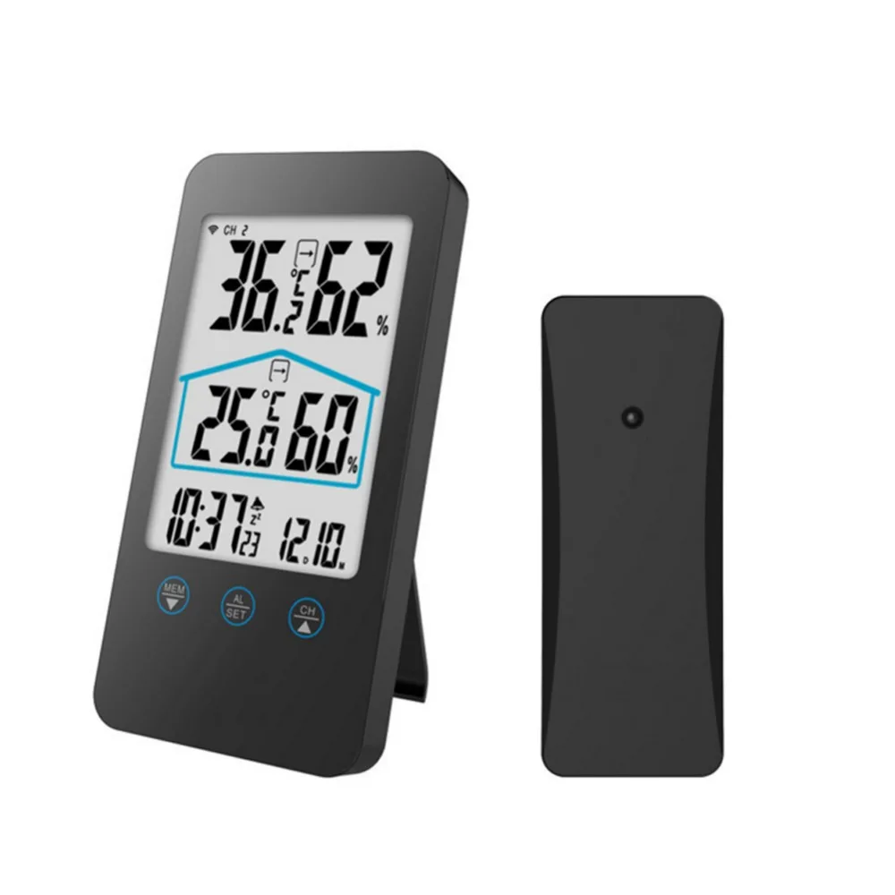 

yieryi Touch Screen Wireless Thermometer Hygrometer Indoor Outdoor Weather Station Weather Forecast Moon Phase Calendar Function