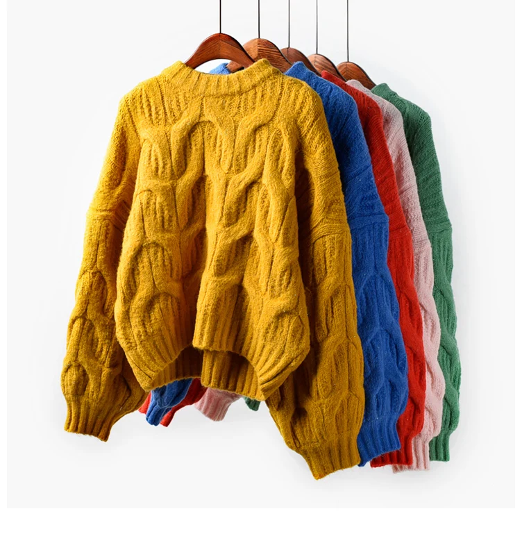 H. SA, женский свитер, пуловер, свободный, длинный рукав, зимний, теплый, пуловер оверсайз, джемпер, скрученный, Pull sueter