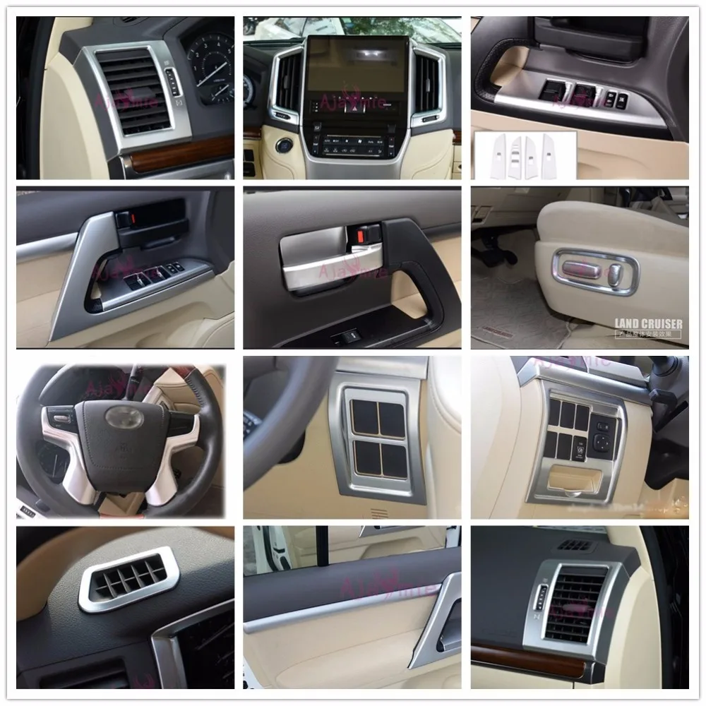Online Cromado Car Styling 2008 2017 soporte de la manija de la puerta del Tazón de salida de CA cubierta del Panel de ventilación para Toyota LC Land Cruiser accesorios de 200