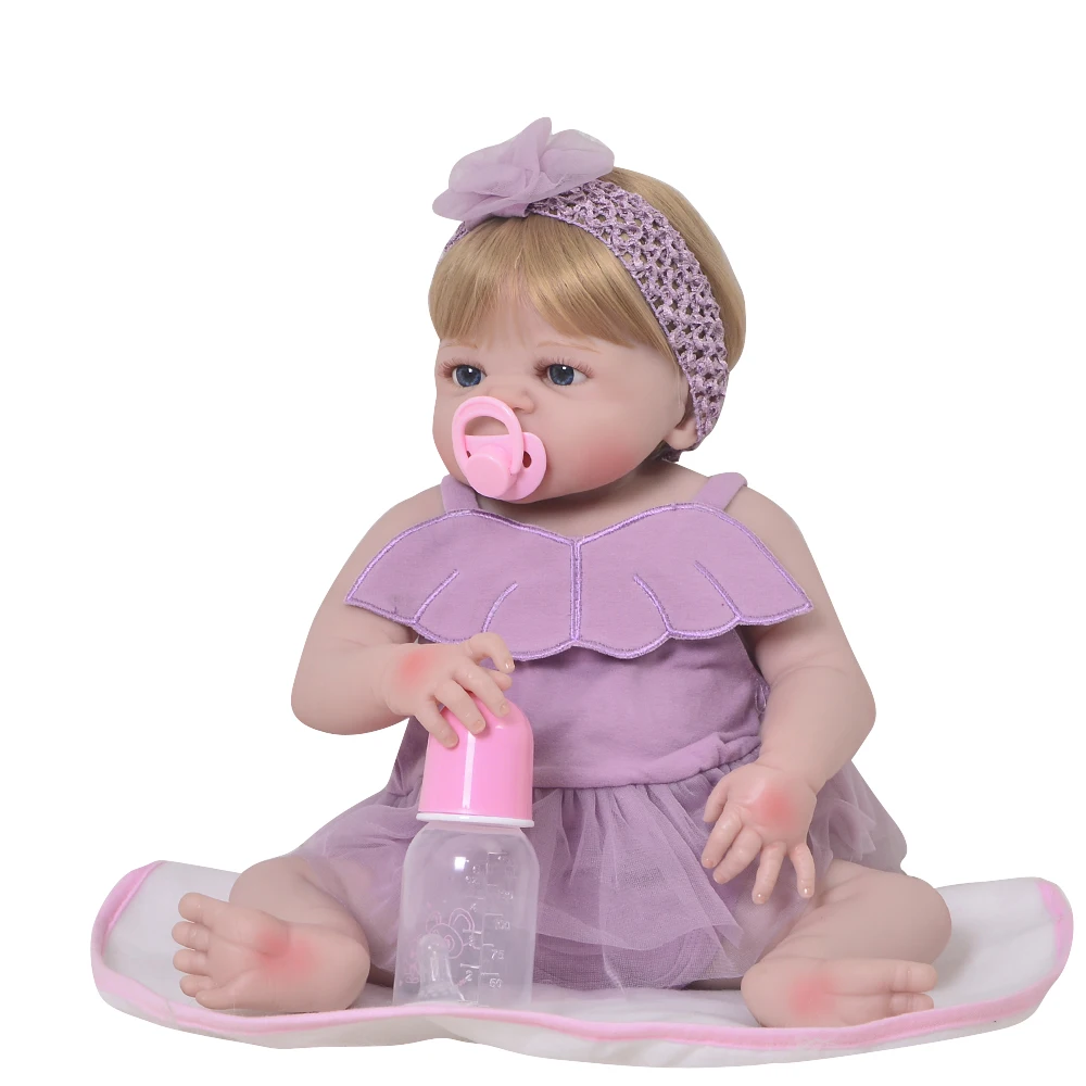 

Fantasy 23'' Reborn Baby Doll Newborn Full Body Silicone Vinyl Realistic Purple Angle Baby Model Doll 57 cm For Girl Brinquedos