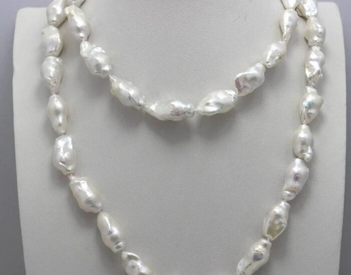 

Jewelr 004819 White Fresh water Nucleated pearl necklace 11x21mm 35INCH