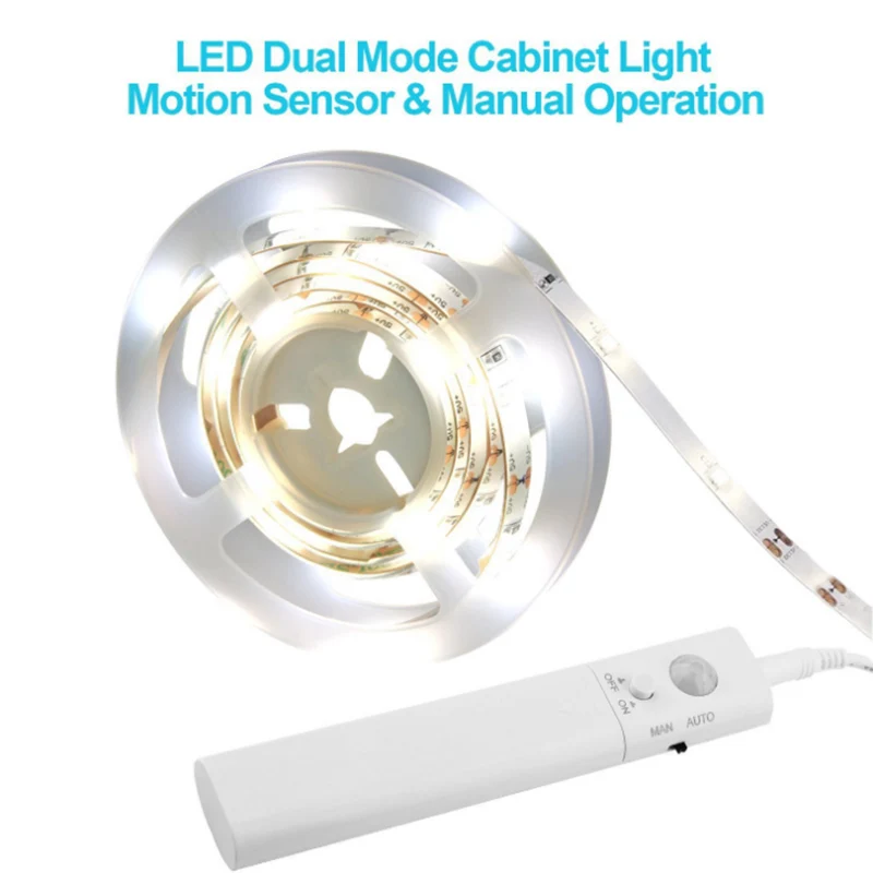 

LED 1M Strip Light Wireless PIR Motion Sensor Wardrobe Cabinet Battery Operated DAG-ship