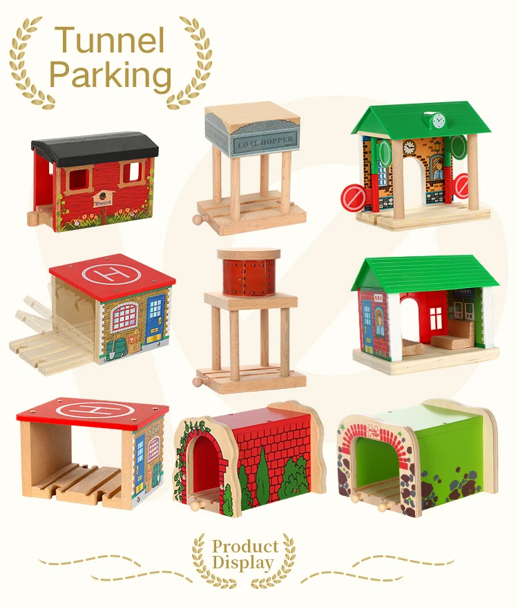 

Black Plastic Rockery Wooden Train Track Accessories Toy Tunnel Track Train Slot Wood Railway Toys bloques de construccion brio