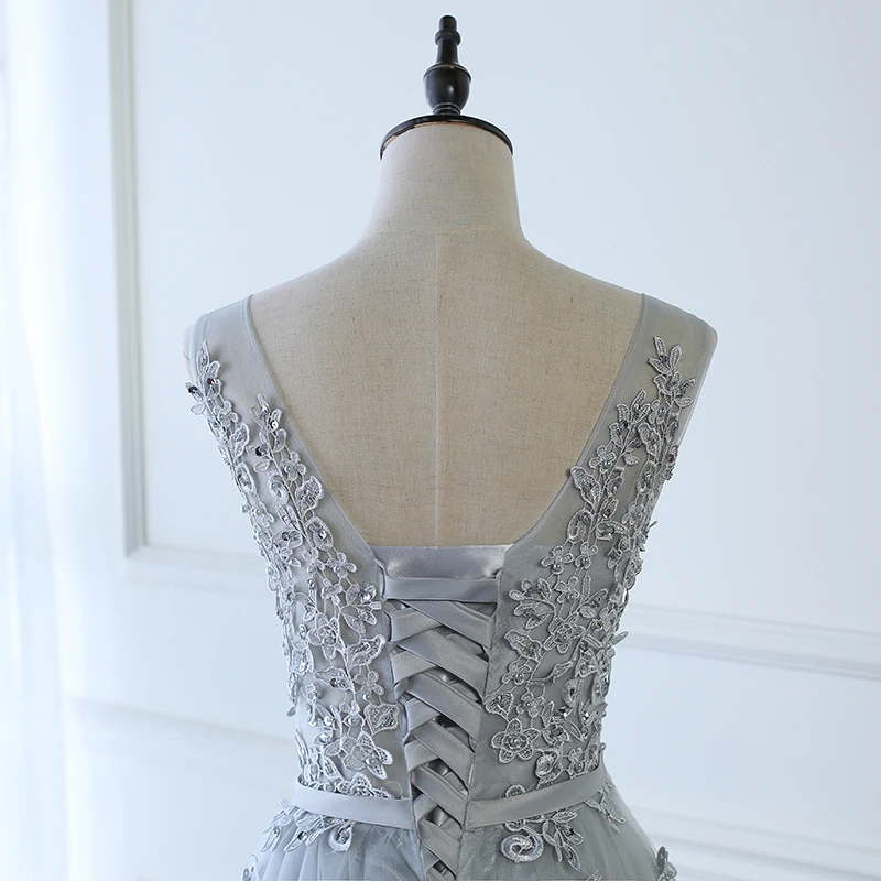 Длинное вечернее платье Robe De Soiree кружевное с бусинами на шнурках для свадебного