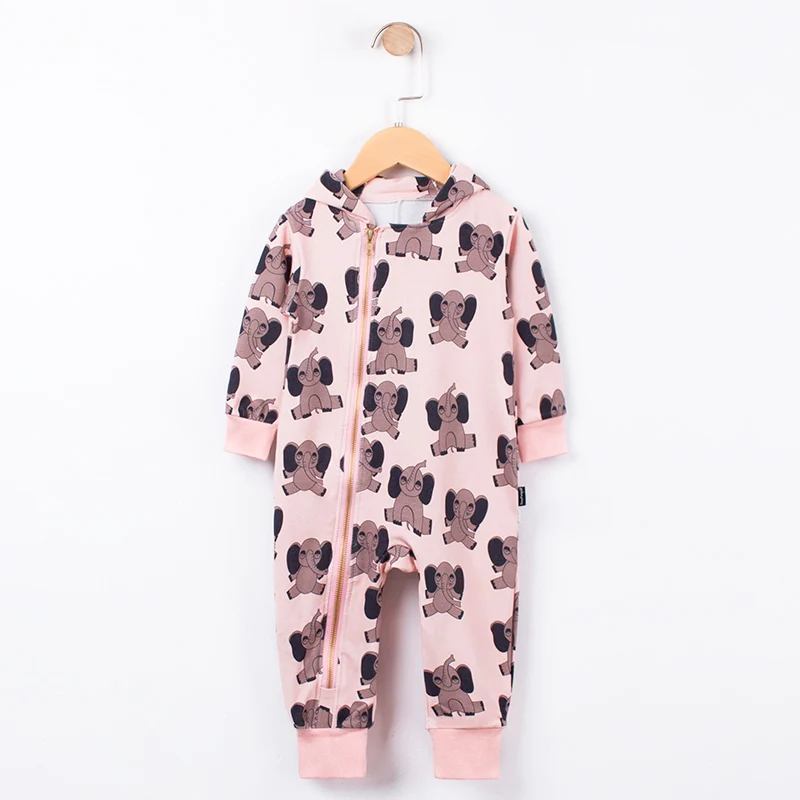 Tinypeople/детские весенние комбинезоны со слоном; Милый хлопковый комбинезон для мальчиков; Верхняя одежда для девочек; Одежда для младенцев; ползунок комбинезон для малышей - Цвет: Pink elephant