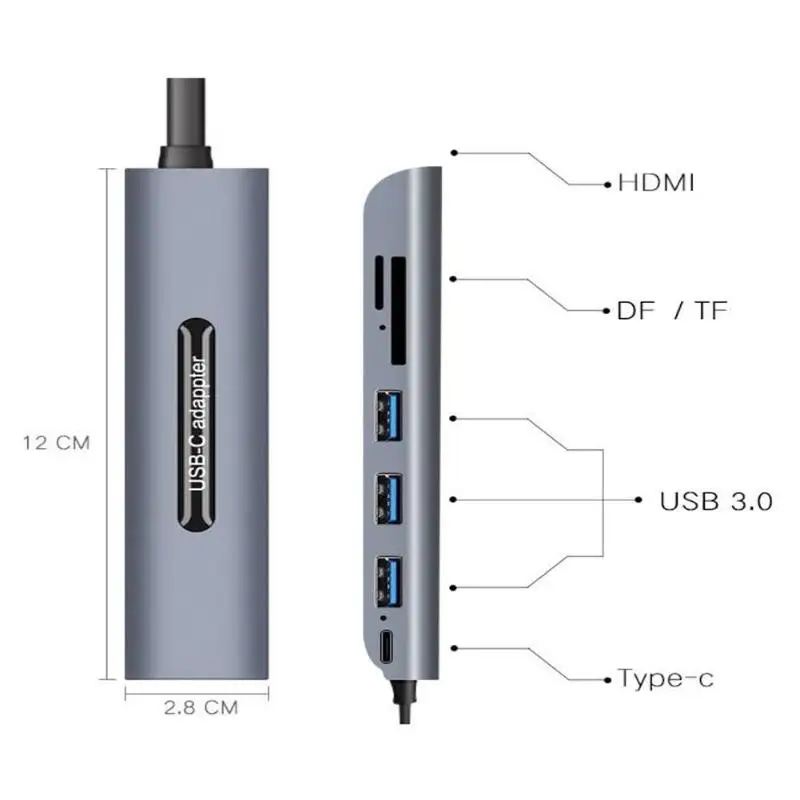 7в1 type-C концентратор USB C адаптер с 4 к HD HDMI type-C зарядка PD порт able multi-function док-станция для ноутбуков телефоны