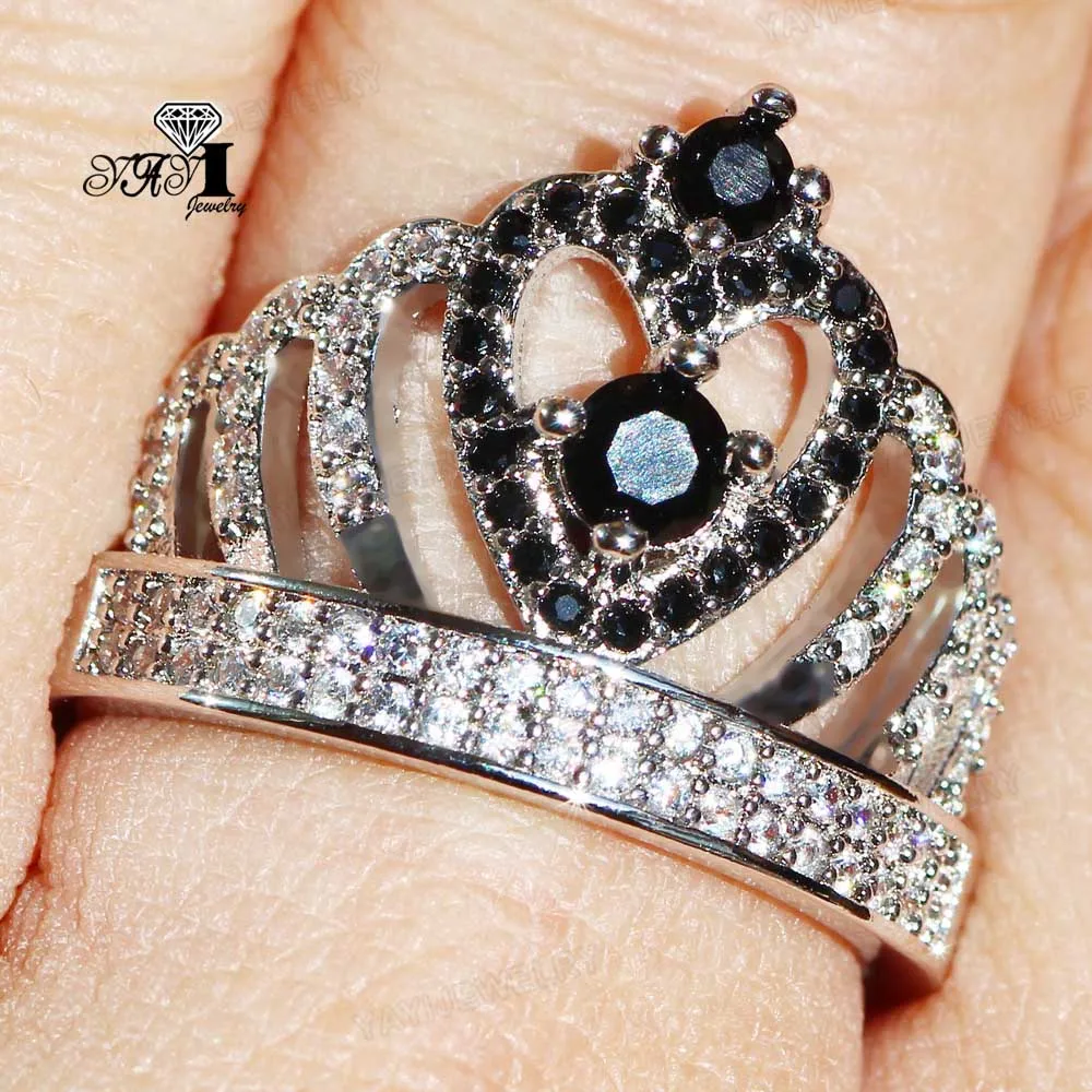 Ювелирные изделия YaYI Princess Cut 8 CT черные циркониевые серебряные кольца для